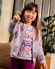 Load image into Gallery viewer, Tea Collection Iconic Bowtie Cats Cardigan Bowtie Cats Size 8-10 Years