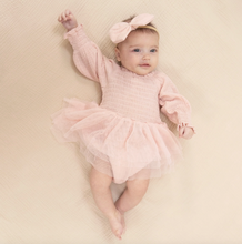 Load image into Gallery viewer, Angel Dear Long Sleeve Smocked Bubble with Tutu Solid Muslin Lotus