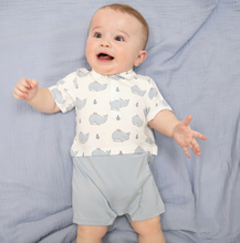 Load image into Gallery viewer, Angel Dear Short Playsuit Bubbly Sailor Whales Blue