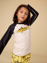 Load image into Gallery viewer, Tea Collection Mid-Length Tiger Shark Yellow Swim Trunks