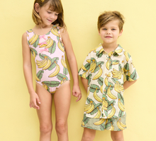 Load image into Gallery viewer, Pink Chicken Boys Jack Shirt Banana Leaves
