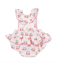 Load image into Gallery viewer, Angel Dear Ric Rac Ruffle Sunsuit Sweet Strawberries