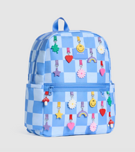 Load image into Gallery viewer, State Bags Kane Double Pocket Backpack Charms Blue Checkerboard