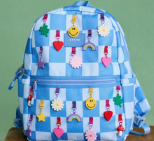 Load image into Gallery viewer, State Bags Kane Double Pocket Backpack Charms Blue Checkerboard