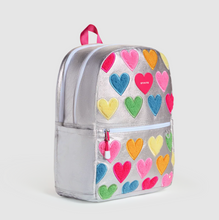 Laden Sie das Bild in den Galerie-Viewer, State Bags Metallic Kane Double Pocket Backpack Happy Fuzzy Hearts