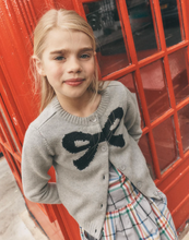 Load image into Gallery viewer, Tea Collection Bow Cardigan Med Heather Grey