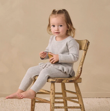 Load image into Gallery viewer, Quincy Mae Rib Knit Peplum Top Heathered Fog