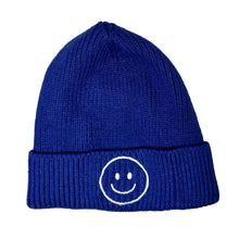 Load image into Gallery viewer, Smiley Face Knit Beanie – Fun & Stretchy for Kids & Teens