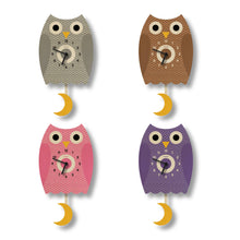 Load image into Gallery viewer, Popclox Owl Pendulum Clock - Wood