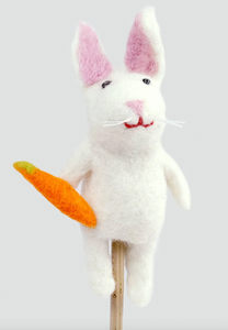 The Winding Road Felt Finger Puppet Rabbit With Carrot