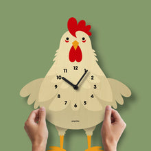 Load image into Gallery viewer, Popclox Cleo Chicken Pendulum Clock - Wood