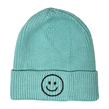 Load image into Gallery viewer, Smiley Face Knit Beanie – Fun & Stretchy for Kids & Teens