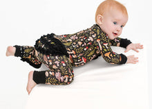 Load image into Gallery viewer, Jammie Session Mystic Mushrooms Ruffle Bamboo Baby Romper