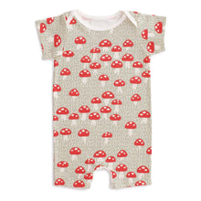 Laden Sie das Bild in den Galerie-Viewer, Winter Water Factory Summer Romper – Mushrooms Sage Organic Cotton Romper