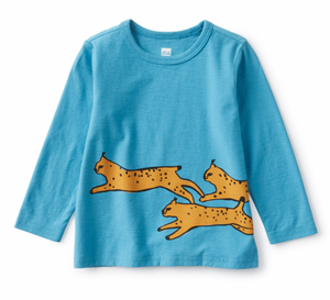 Tea Collection Baby Running Lynx Graphic Tee Nordic Blue