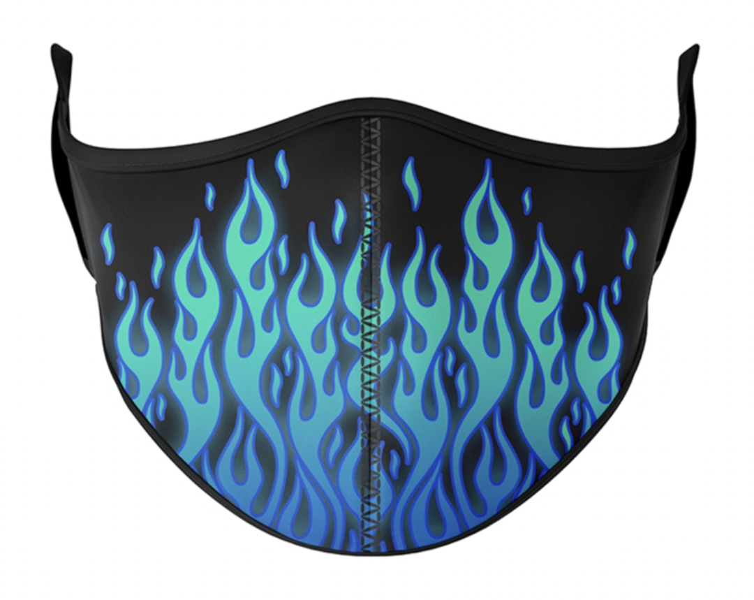 Top Trenz Face Mask Flame Light Blue Size 8+ Years Silver Moon Kids