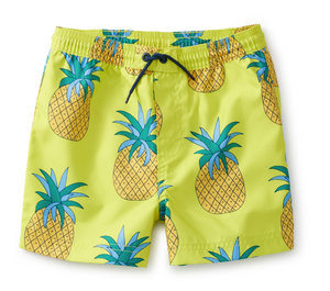 Tea Collection Shortie Swim Trunks Pineapple Parade In Yellow Size 8 Years