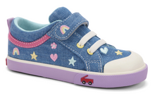 Load image into Gallery viewer, See Kai Run Kristin Chambray/Happy Sneakers Size 10 Toddler
