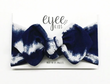 Load image into Gallery viewer, Eyee Kids Top Knot Headband Indigo Tie Dye