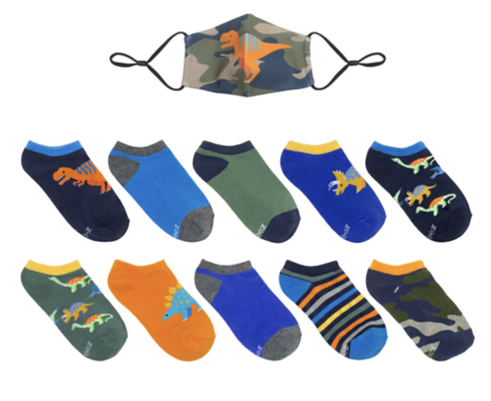 Robeez Camo Dinos 10-Pack Kids Socks With Mask