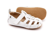 Load image into Gallery viewer, Old Soles Gladiator White Leather Fisherman First Walker Toddler Sandals Snow