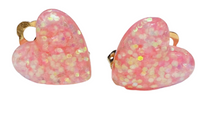 Load image into Gallery viewer, Great  Pretenders Boutique Glitter Hearts Clip On Earrings
