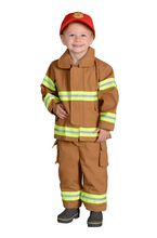 Laden Sie das Bild in den Galerie-Viewer, Aeromax Jr. Feuerwehrmann-Anzug Beige mit bestickter Mütze Größe 18 Monate