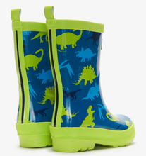 Load image into Gallery viewer, Hatley Real Dinos Shiny Rain Boots &amp; Matching Socks Moroccan Blue
