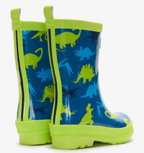 Laden Sie das Bild in den Galerie-Viewer, Hatley Echte Dinos Glänzende Regenstiefel & Passende Socken Marokkanisches Blau