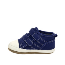 Load image into Gallery viewer, Robeez Joey Navy Leather Outsole Size 6-9m