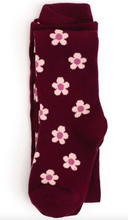Load image into Gallery viewer, Little Stocking Co. Burgundy Flower Knit Tights