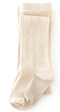 Load image into Gallery viewer, Little Stocking Co. Vanilla Cable Knit Tights Size 7-8y