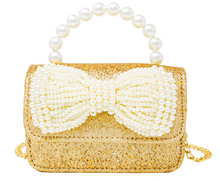 Load image into Gallery viewer, Zomi Gems Glitter Pearl Handle Bow Handbag Gold