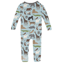 Load image into Gallery viewer, Kickee Pants Spring Sky Zoo Print Single Zipper Convertible Sleeper