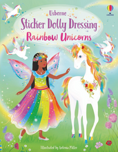 Load image into Gallery viewer, Usborne Sticker Dolly Dressing Rainbow Unicorns Book