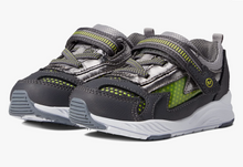Load image into Gallery viewer, Stride Rite Light Up Zips Cosmic Sneaker Grey/Neon Size 1.5W Kids