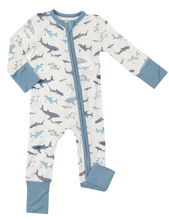 Load image into Gallery viewer, Angel Dear 2 Way  Zipper Romper Sharks Size 0-3m