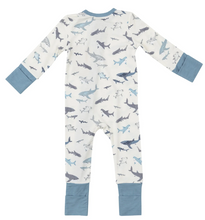 Load image into Gallery viewer, Angel Dear 2 Way  Zipper Romper Sharks Size 0-3m