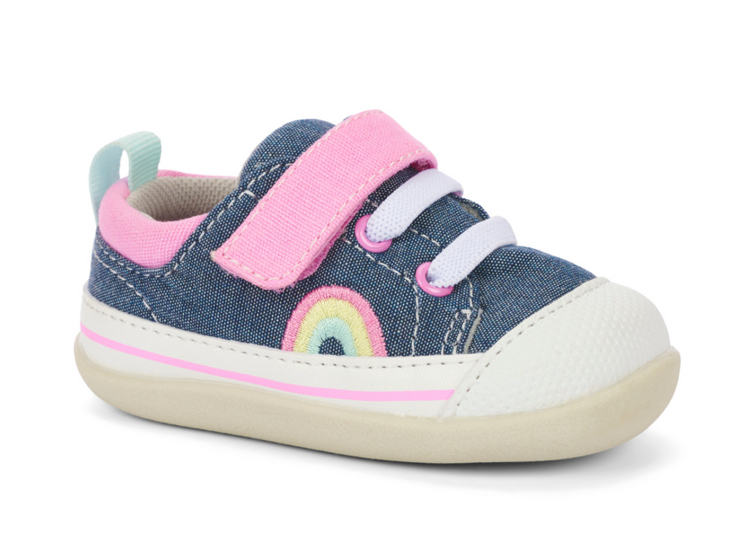 Stevie (First Walker) Chambray/Pink