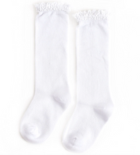 Load image into Gallery viewer, Little Stocking Co. Knee High Socks White Lace
