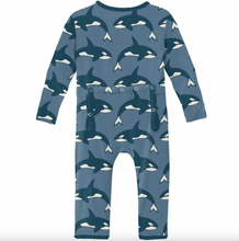 Load image into Gallery viewer, Kickee Pants Print Coverall With Zipper Parisian Blue Orca Size 9-12m
