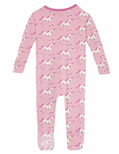 Load image into Gallery viewer, KicKee Pants Print Convertible Sleeper with Zipper Cake Pop Prancing Unicorn