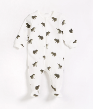 Load image into Gallery viewer, Firsts by Petit Lem Frog Print on Off-White Sleeper Size 12m
