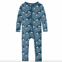 Load image into Gallery viewer, Kickee Pants Print Coverall With Zipper Parisian Blue Orca Size 9-12m
