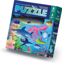 Load image into Gallery viewer, Crocodile Creek 60 Piece Foil Puzzle Shimmering Sharks