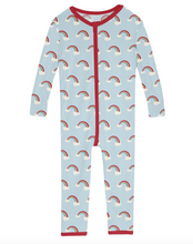Load image into Gallery viewer, Kickee Pants Single Zipper Convertible Sleeper Spring Sky Rainbows