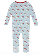 Load image into Gallery viewer, Kickee Pants Single Zipper Convertible Sleeper Spring Sky Rainbows