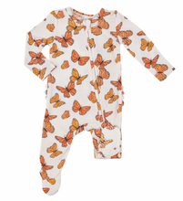 Load image into Gallery viewer, Angel Dear 2 Way Zipper Ruffle Back Footie Mariposa Monarca Size 18-24m