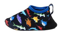 Load image into Gallery viewer, Robeez Aqua Shoes Black Multi Sharks