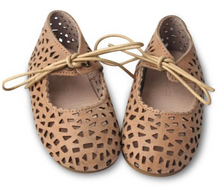Load image into Gallery viewer, Consciously Baby Leather Boho Mary Janes Sand Hard Sole Size 8 Toddler
